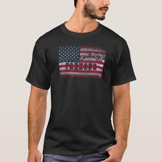 Parkour US Flag graphic minimalistic freerunning P T-shirt (Voorkant)