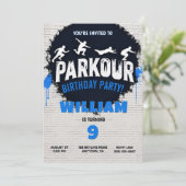 Parkour Verjaardagsfeest Uitnodiging (Staand voorkant)
