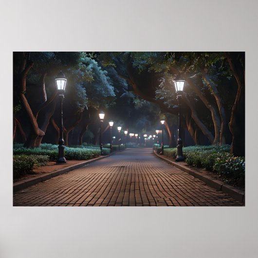 Parkpad bij lamplight – Serene Evening Poster (Voorkant)