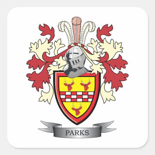 Parks Family Crest Coat. Vierkante Sticker (Voorkant)