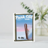Parkstad Utah Ski — reisposter Briefkaart (Staand voorkant)
