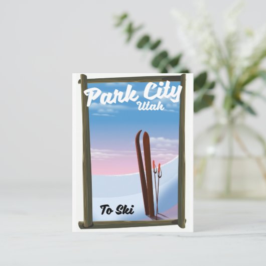 Parkstad Utah Ski — reisposter Briefkaart (Staand voorkant)