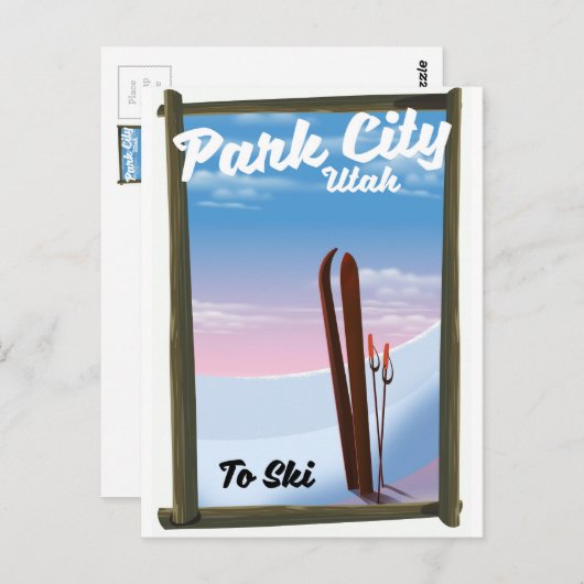 Parkstad Utah Ski — reisposter Briefkaart (Voorkant / Achterkant)