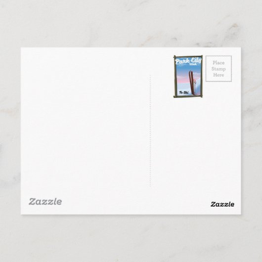 Parkstad Utah Ski — reisposter Briefkaart (Achterkant)