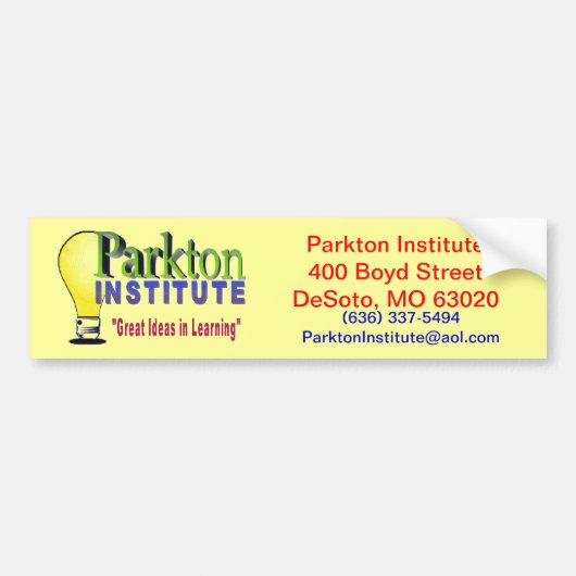 PARKTON INSTITUTE BUMPERSTICKER (Voorkant)