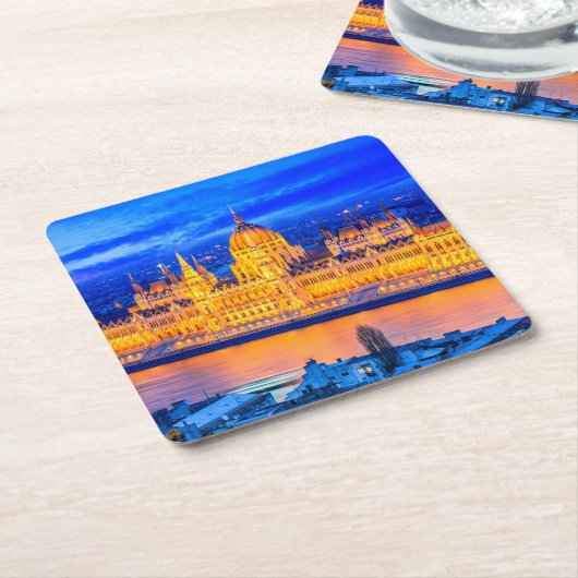 Parlement Boedapest Kartonnen Onderzetters (Schuin)