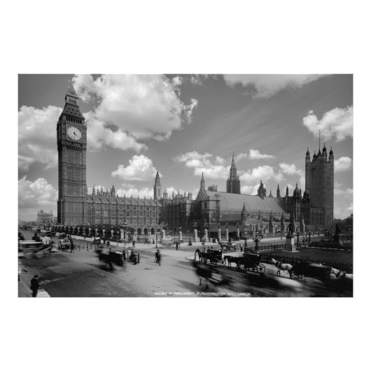 Parlement en Westminster Hall c. 1880 Foto Afdruk (Voorkant)