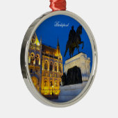 Parlement van Boedapest bij nacht Metalen Ornament (Rechts)