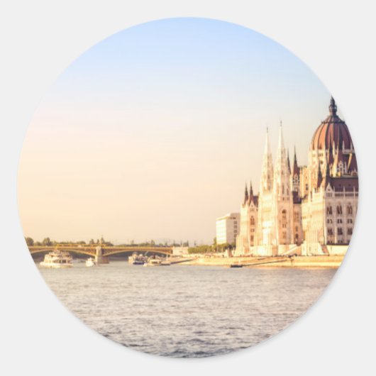 parlement van Boedapest Ronde Sticker (Voorkant)