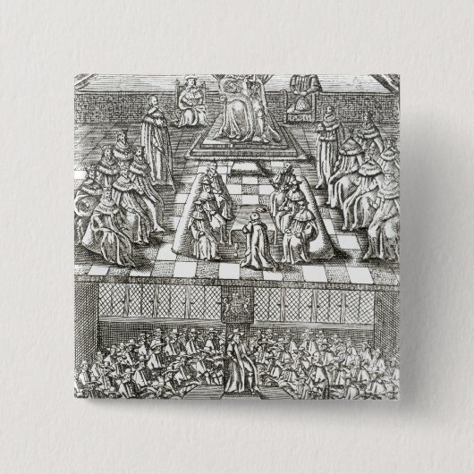 Parlementsleden in 1640 vierkante button 5,1 cm (Voorkant)