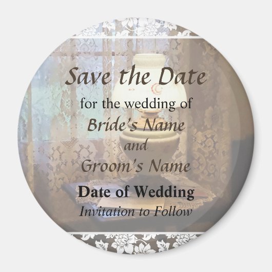 Parlor met orkaanlamp: sla de datum op magneet (Voorkant)