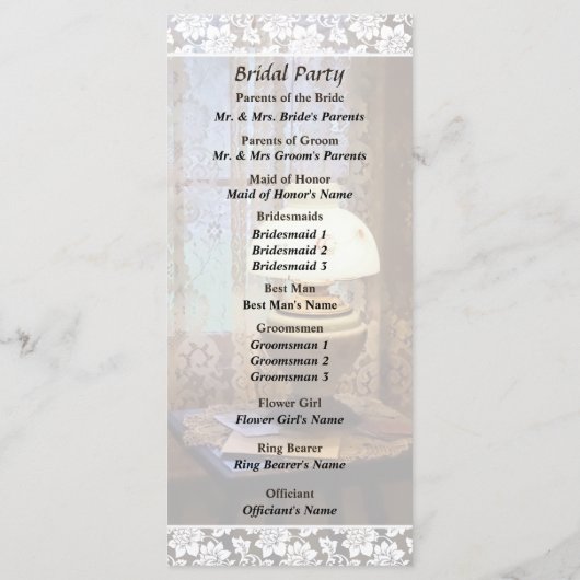 Parlor met orkaanlampweddenschap programmakaart (Achterkant)