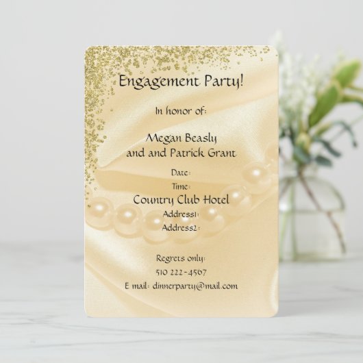 Parly Gold Verloving Invitation Kaart (Staand voorkant)