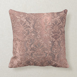 Parly Ivory Damask roze Rose Gold Glitter Copper Kussen