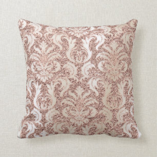 Parly Ivory Damask roze Rose Gold Glitter Metalli Kussen