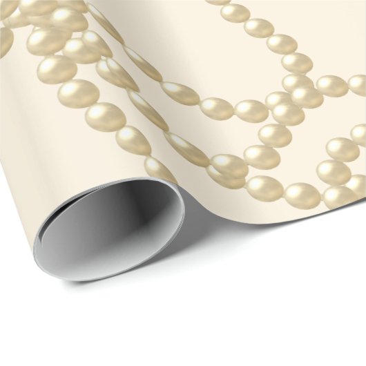 Parly Pearls Ivory Creamy Bridal Weddendag Cadeaupapier (Rol Hoek)