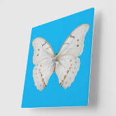Parly White Butterfly Vierkante Klok (Hoek)