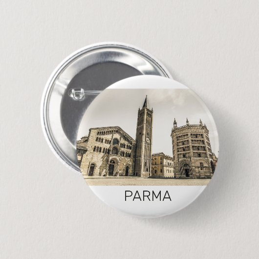 Parma Emilia Romagna Piazza Del Duomo Italië Ronde Button 5,7 Cm (Voorkant /achterkant)