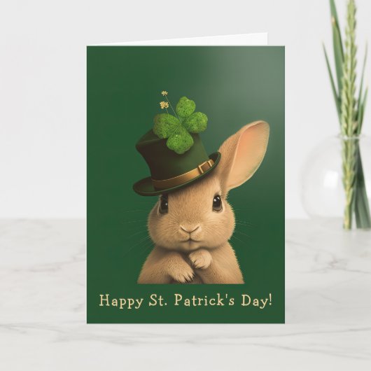 Parmant Bunny klaar voor St. Patrick's Day Feestdagen Kaart (Voorkant)
