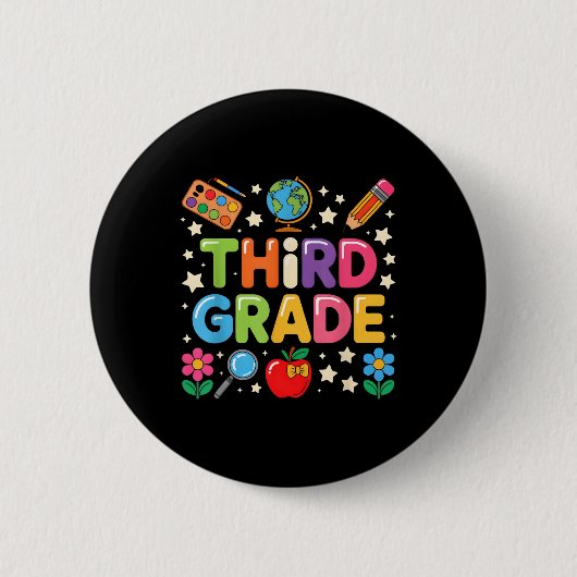 Parmantige derde klas terug naar school 3e klas le ronde button 5,7 cm (Voorkant)