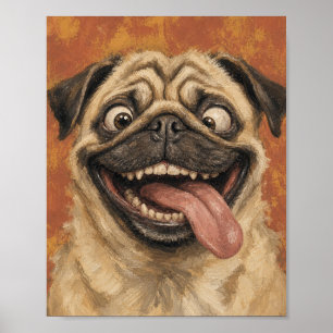 	 Parmantige Pug met Bril en Vlinderdas Poster