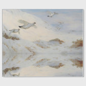 Parmigan in winterverenkleed, vliegend over de sne cadeaupapier (Vlak)