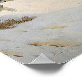 Parmigan in winterverenkleed, vliegend over de sne poster (Hoek)