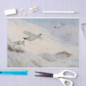 Parmigan in winterverenkleed, vliegend over de sne tissuepapier (Craft)