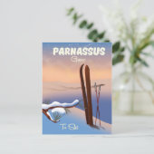 Parnassus Greece Ski reisposter Briefkaart (Staand voorkant)