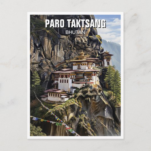 Paro Taktsang Bhutan Reizen Briefkaart (Voorkant)