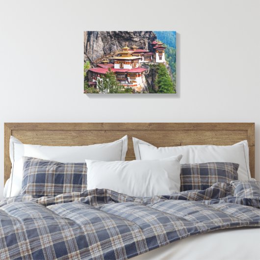 Paro Taktsang: het Nest-klooster van de Tijger - B Canvas Afdruk (Insitu (Slaapkamer))