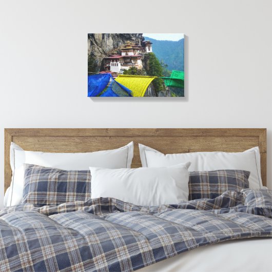 Paro Taktsang: het Nest-klooster van de Tijger - B Canvas Afdruk (Insitu (Slaapkamer))
