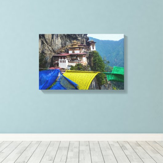 Paro Taktsang: het Nest-klooster van de Tijger - B Canvas Afdruk (Insitu (Houten vloer))