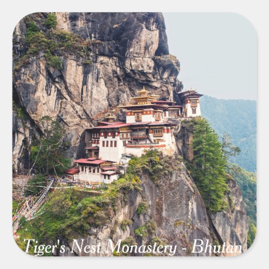 Paro Taktsang: het Nest-klooster van de Tijger - B Vierkante Sticker (Voorkant)