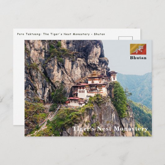 Paro Taktsang: Het Tijgernest Klooster - Bhutan Briefkaart (Voorkant / Achterkant)