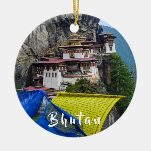 Paro Taktsang: Het Tijgernest Klooster - Bhutan Keramisch Ornament (Voorkant)
