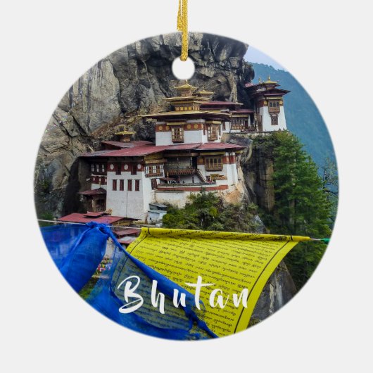 Paro Taktsang: Het Tijgernest Klooster - Bhutan Keramisch Ornament (Achterkant)