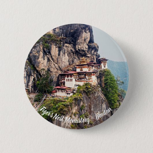 Paro Taktsang: Het Tijgernest Klooster - Bhutan Ronde Button 5,7 Cm (Voorkant)