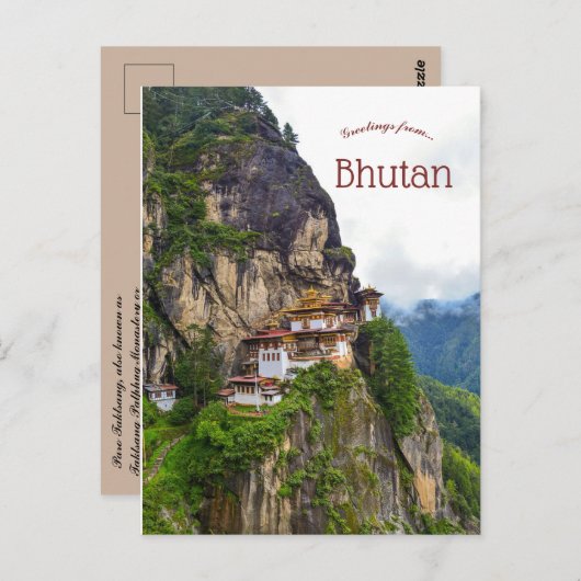 Paro Taktsang Tigers Nest Paro District Bhutan Briefkaart (Voorkant / Achterkant)
