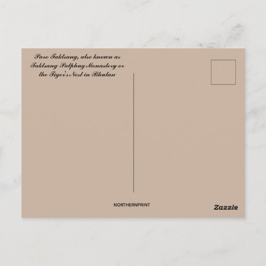 Paro Taktsang Tigers Nest Paro District Bhutan Briefkaart (Achterkant)