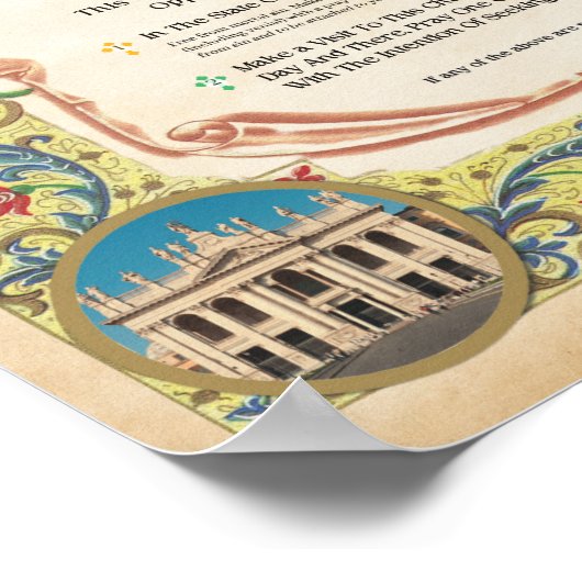 Parochie Titulair Feest Dag Indulgence Plaque Poster (Hoek)