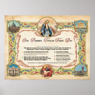 Parochie Titulair Feest Dag Indulgence Plaque Poster