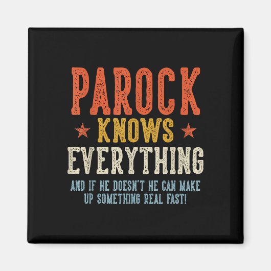 Parock weet alles vaderdag retro vintage magneet (Voorkant)