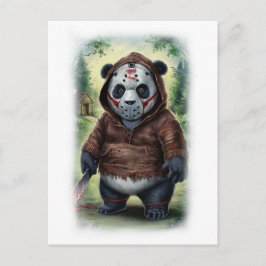 Parodie Horror Panda Film op een Witte Feestdagenkaart