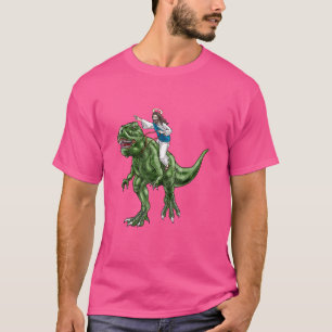 Parodie Jezus Riding Dinosaurus Leuke Meme Dino Gi T-shirt