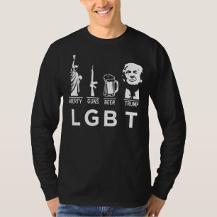 Parodie LGBT Liberty Pistolen Bier Amerikaanse vla T-shirt