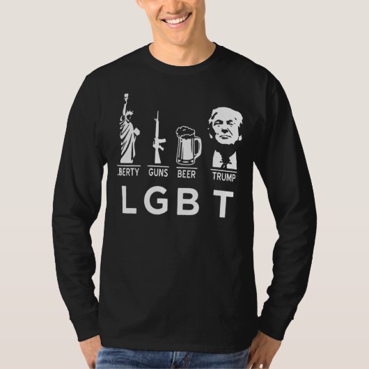 Parodie LGBT Liberty Pistolen Bier Amerikaanse vla T-shirt (Voorkant)