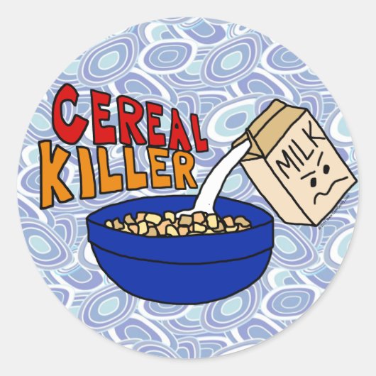 Parody Cereal Killer Breakfast Food Humor Ronde Sticker (Voorkant)