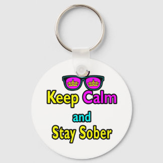 Parody Crown Sunglasses Keep Calm And Stay Sober Sleutelhanger