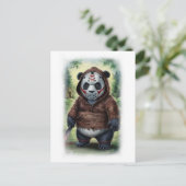 Parody Horror Panda Movie on a White Feestdagenkaart (Staand voorkant)